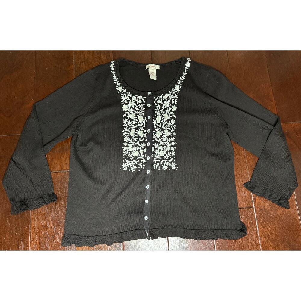 Sundance Womens Embroidered Cardigan Sweater Size Large Front Button 3/4 Sleeves - Picture 2 of 14